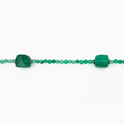 Colier argint pietre semipretioase onix verde microfatetat 2.5 mm si cubulete de 7 mm lungime 42 cm [1]