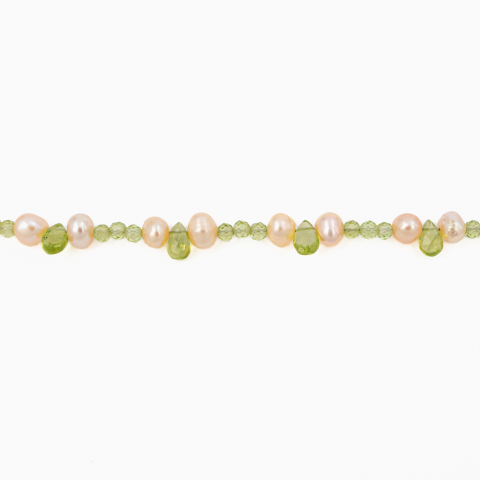 Colier argint pietre semipretioase peridot microfatetat 3 mm cu briolete din peridot si perle de cultura lungime 42 cm [1]