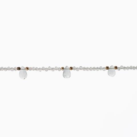 Colier argint pietre semipretioase piatra lunii microfatetate 2 mm cu briolete din acvamarin  lungime 42 cm [1]