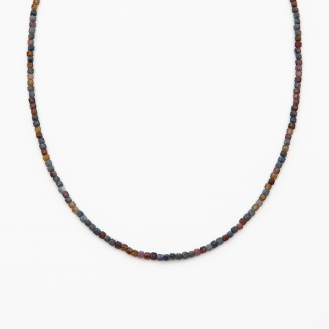 Colier argint pietre semipretioase safir albastru si rubin cubulete de 2 mm  lungime 40 cm Coliere dama - Colier argint pietre semipretioase safir albastru si rubin cubulete de 2 mm  lungime 40 cm