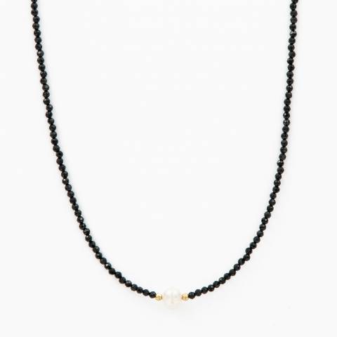 Coliere dama - Colier argint pietre semipretioase spinel microfatetat de 2 mm cu perla de cultura lungime 42 cm