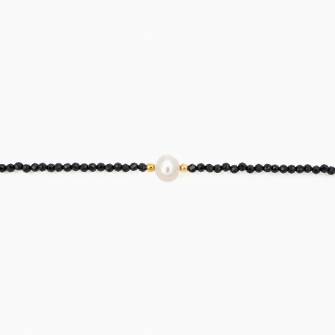 Colier argint pietre semipretioase spinel microfatetat de 2 mm cu perla de cultura lungime 42 cm [1]