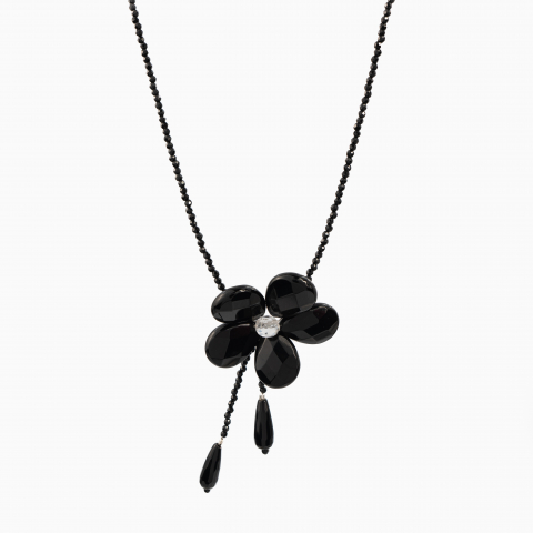 Colectia Stone Flowers - Colier argint pietre semipretioase spinel microfatetat floare onix 4 cm