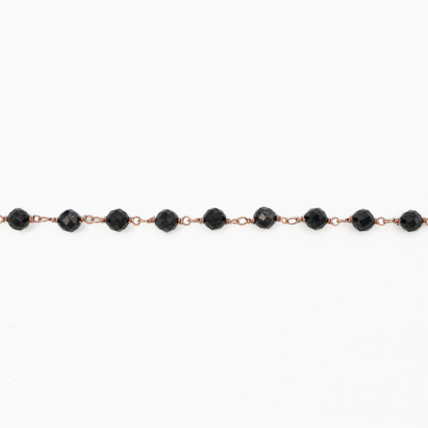 Colier argint pietre semipretioase spinel negru 2.5 mm  lungime 42 cm [1]
