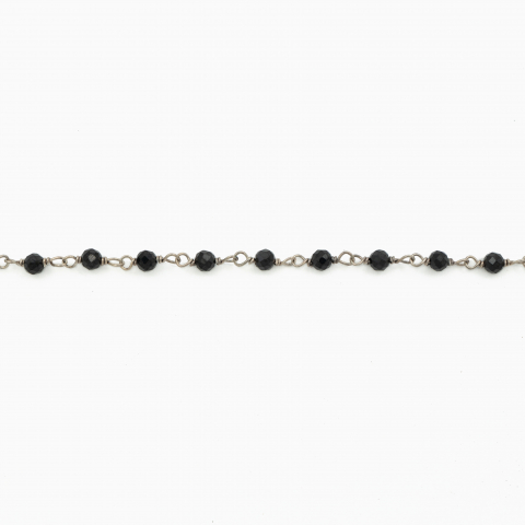 Colier argint pietre semipretioase spinel negru microfatetat 3 mm lungime 42 cm [1]
