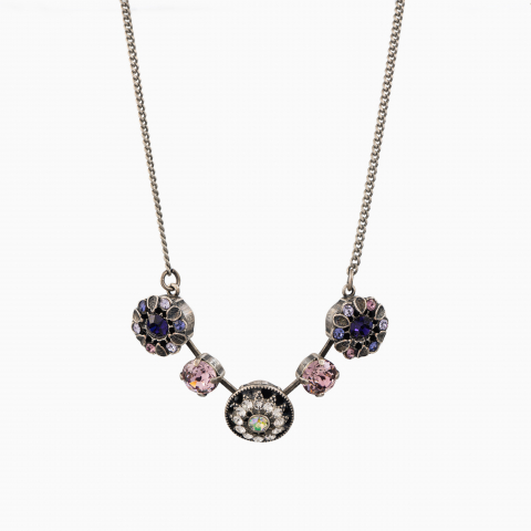 Colectia Crystals - Colier cristale Austria gama culori mov ametist montate in casete argint antichizat