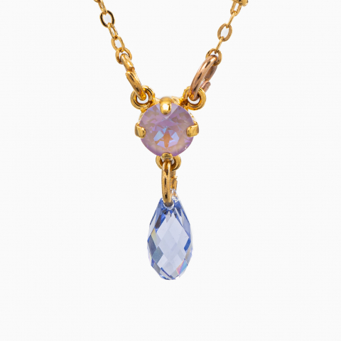 Colier cristale Austria lavander montate in casete placate cu aur galben [1]