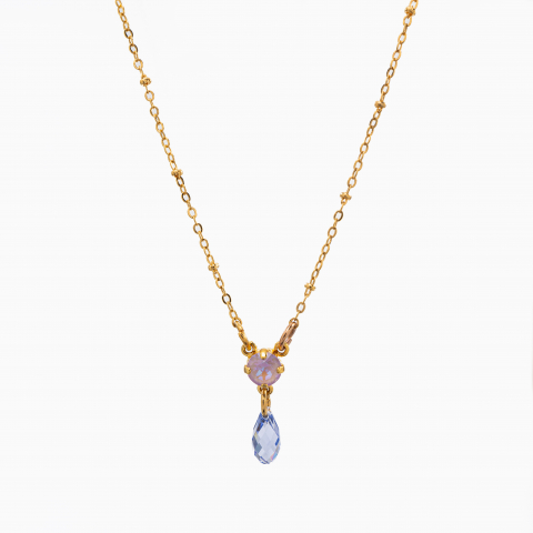 Coliere dama - Colier cristale Austria lavander montate in casete placate cu aur galben