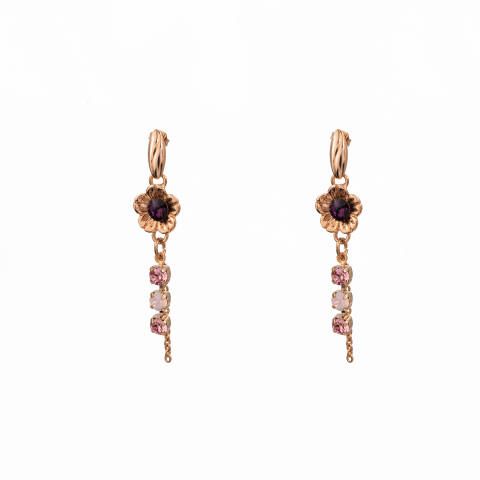 Colectia Crystals - Colier cristale Austria mix culori ametist, roz elemente metalice placate cu aur galben