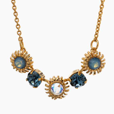 Colier cristale Austria mix de culoarea bleu montate in casete placate cu aur galben [1]