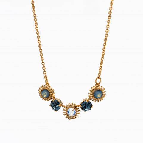 Colectia Crystals - Colier cristale Austria mix de culoarea bleu montate in casete placate cu aur galben