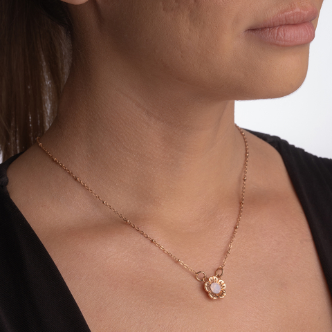 Colier cristale Austria rose opal elemente metalice placate cu aur [2]