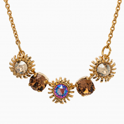 Colier cristale Austria topaz ametist roz montate in casete placate cu aur galben [1]