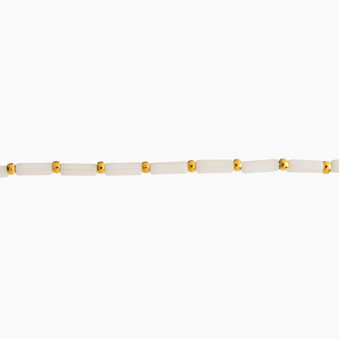 Colier din coral alb cu margele placate cu aur 24 k lungime 41 cm [1]