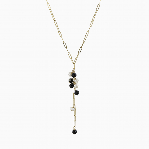 Colectia Pure Pearls - Colier perle cultura 4 mm spinel 4 mm lant paperclip Gold filled 1/20 14K