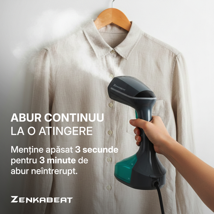 Aparat de calcat vertical Zenkabeat V10-Pro, Putere 2500W, Fier de Calcat portabil cu incalzire in 30 Secunde, Rezervor 340ml, Functie oprire automata, 4 Programe, Statie de calcat cu jet de abur 40g/ [9]