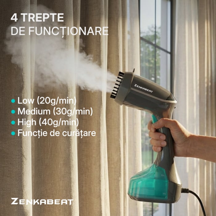 Aparat de calcat vertical Zenkabeat V10-Pro, Putere 2500W, Fier de Calcat portabil cu incalzire in 30 Secunde, Rezervor 340ml, Functie oprire automata, 4 Programe, Statie de calcat cu jet de abur 40g/ [4]