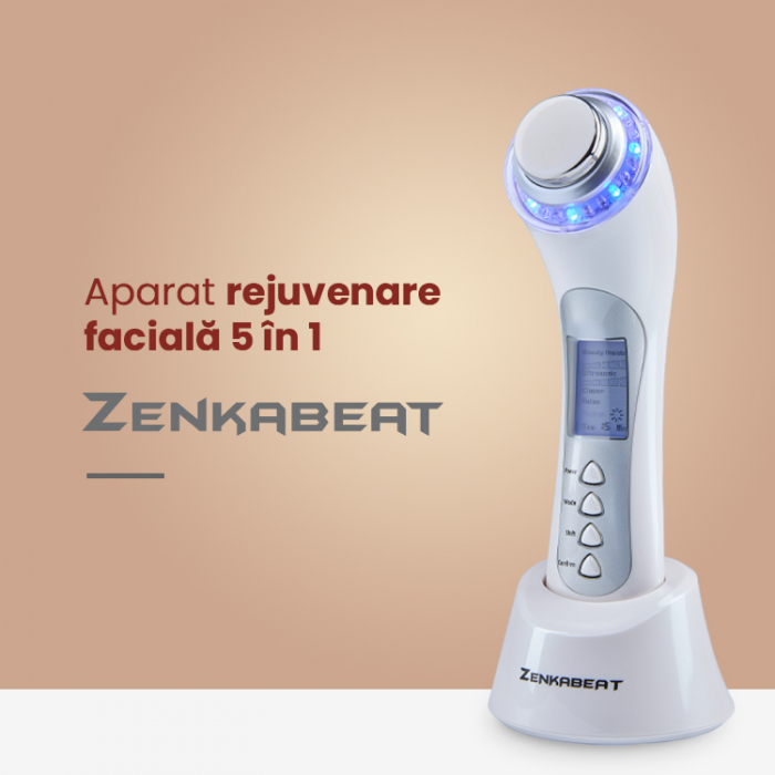 Aparat profesional pentru Tratament curatare faciala completa, Zenkabeat 10T-Plus, Dispozitiv masaj facial, Anti rid, anti imbatranire, Functie tratare acnee si cosuri, Ioni Negativi-pozitivi [5]