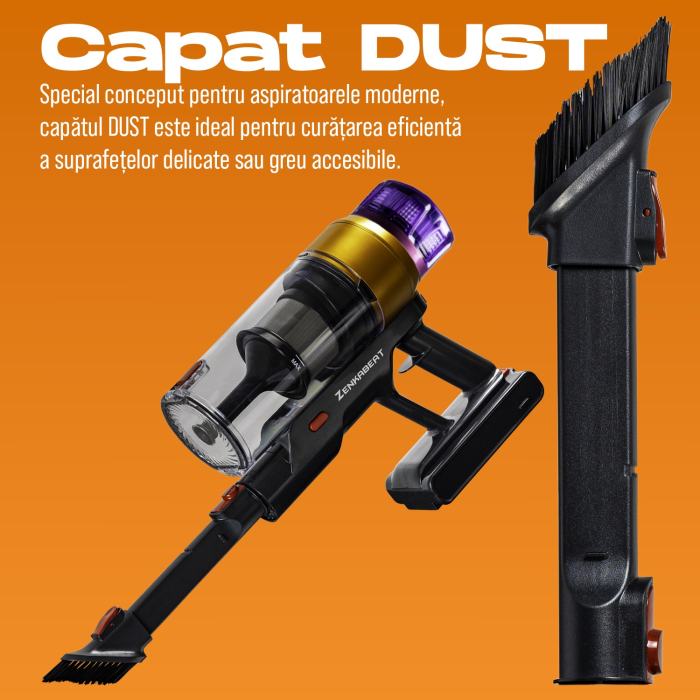 Aspirator vertical fara fir Zenkabeat XC400, 2in1: 400W Brushless, Baterie 17600 Mah, acumulator Li 29.6V, autonomie pana la 50 min, aspirator vertical sau de mana, Tub extensibil, Perie Led, rezervor [4]