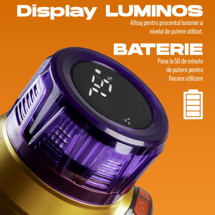 Aspirator vertical fara fir Zenkabeat XC400, 2in1: 400W Brushless, Baterie 17600 Mah, acumulator Li 29.6V, autonomie pana la 50 min, aspirator vertical sau de mana, Tub extensibil, Perie Led, rezervor [7]