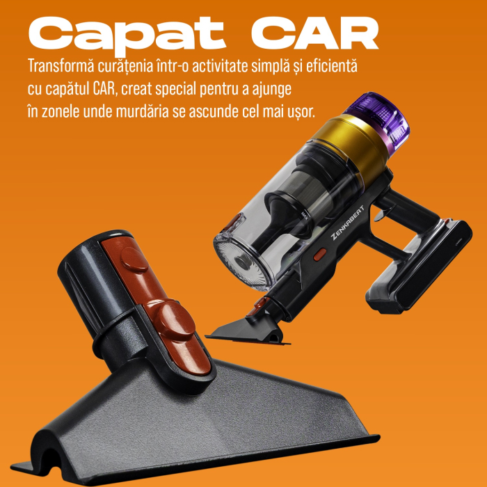 Aspirator vertical fara fir Zenkabeat XC400, 2in1: 400W Brushless, Baterie 17600 Mah, acumulator Li 29.6V, autonomie pana la 50 min, aspirator vertical sau de mana, Tub extensibil, Perie Led, rezervor [6]