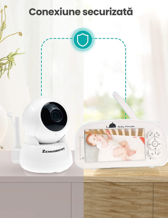 Baby Monitor Zenkabeat Viewpro XT, Full HD, Camera supraveghere Bebelusi, Display 5”, Push to talk,Night Vision, Alarma, Temperatura, Cantece Leagan [6]