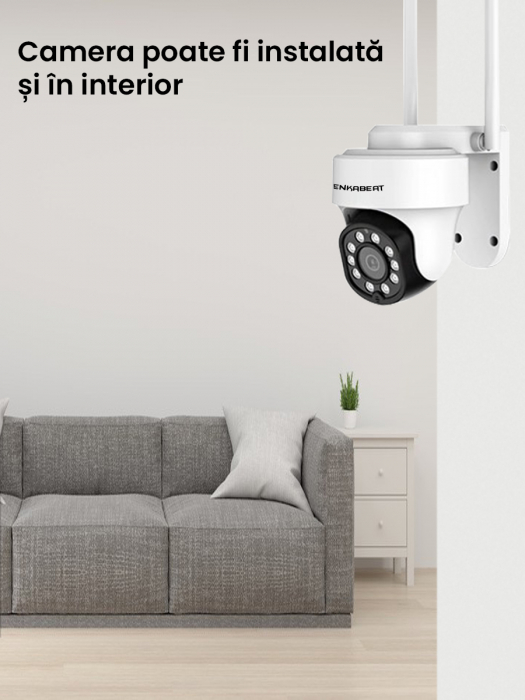 Camera de supraveghere WIFi Zenkabeat Q10,3MP Full HD, CCTV, montare exterior interior, Clear Night Vision mode, senzori smart miscare, comunicare bidirectionala, functie rotire, Alba [8]