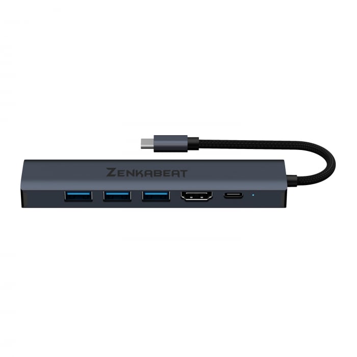 Hub Adaptor Type-C Pro6 Zenkabeat 6-1, 3x USB, 1x HDMI, 1x Type C, Port Internet 1000 Mbps, Negru [4]