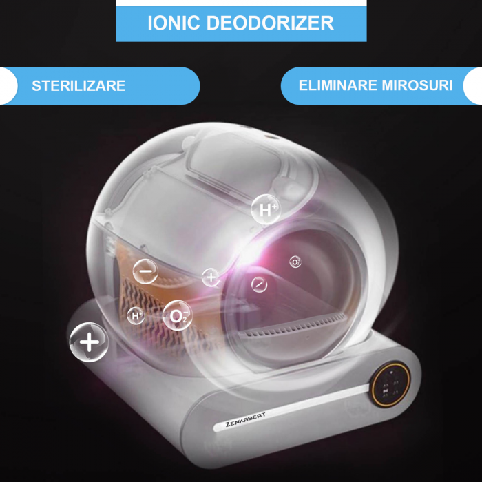 Litiera Smart Zenkabeat Dream-Nest pentru pisici, Sistem Auto Curatare, Sterilizare Automata UV, Senzori Ambientali Deep-Clean, aplicatie mobila Tuya, 9L, Alb [6]