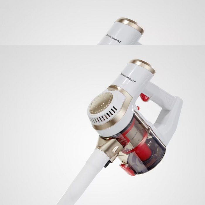 Resigilat Aspirator vertical fara fir 2n1 Zenkabeat X-89 V2 Max, 2x filtru true-hepa,18-28 KPA 220W, functie Turbo, autonomie pana la 45min, Perie Led si Electrica, Baterie 15000 Mah Alb [4]