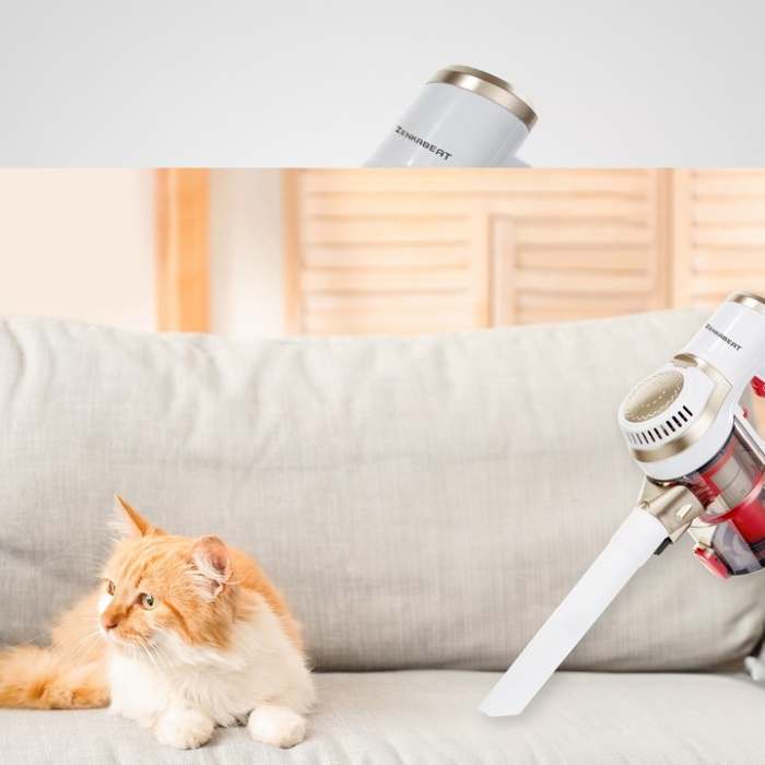 Resigilat Aspirator vertical fara fir 2n1 Zenkabeat X-89 V2 Max, 2x filtru true-hepa,18-28 KPA 220W, functie Turbo, autonomie pana la 45min, Perie Led si Electrica, Baterie 15000 Mah Alb [7]