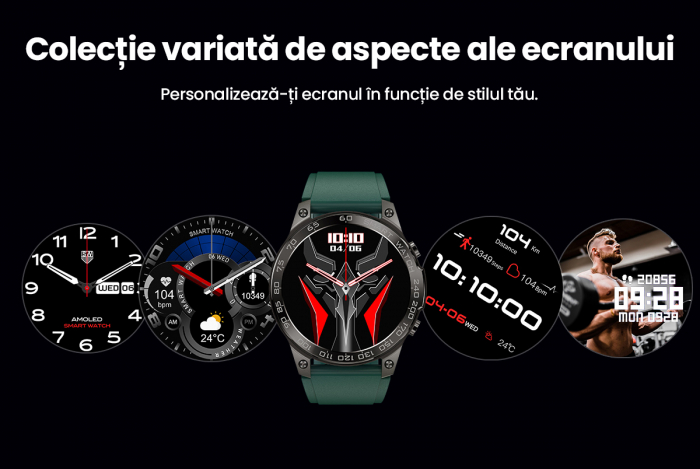 Resigilat - Ceas smartwatch Zenkabeat BT30 Ultra, ecran HD Amoled 1.43 inch, notificari, apeluri Bluetooth, monitorizari, compatibilitate universala, 2 Curele [6]