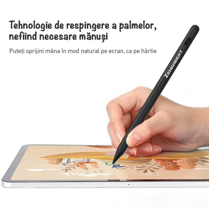 RESIGILAT - Stylus iPad Touch Pen ZENKABEAT 2nd Gen de Inalta Precizie pentru iPad Apple, Functie TILT, Touch Control, Fara Lag, Functie de Respingere a Palmei, USB Tip C, Design Magnetic, Capat de Re [4]