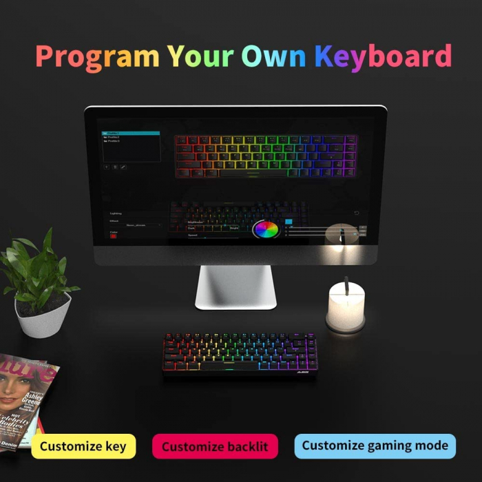 Resigilat - Tastatura Mecanica Wireless/ Fir ZENKABEAT,Bluetooth, RGB, 68 Taste, Functie Hot-Swap, SoftRGB, Baterie 3150 mAh, Red Switches, Neagra [7]