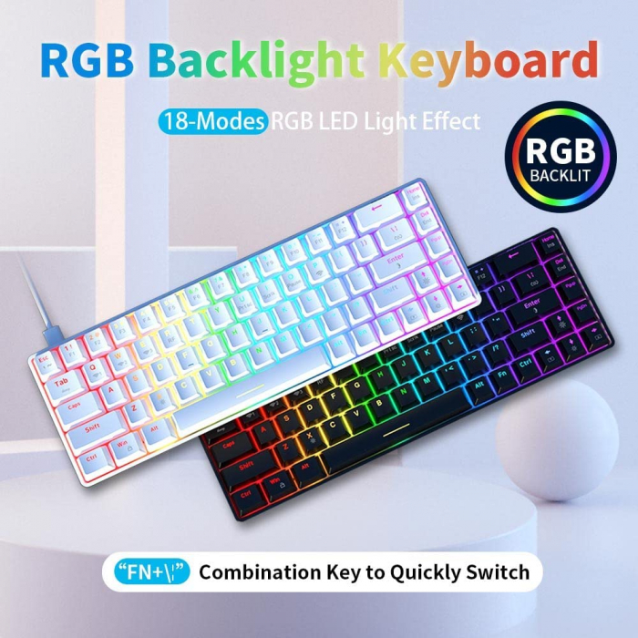 Resigilat - Tastatura Mecanica Wireless/ Fir ZENKABEAT,Bluetooth, RGB, 68 Taste, Functie Hot-Swap, SoftRGB, Baterie 3150 mAh, Red Switches, Neagra [6]