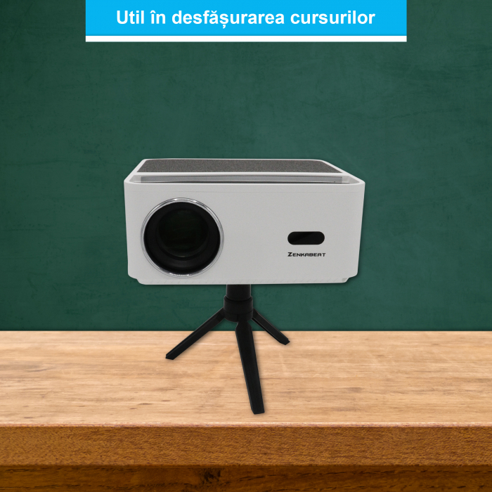 Resigilat Videoproiector ZENKABEAT ZK8320-Ultra, Android WiFi, Bluetooth, 15000 Lumeni, Portabil, Rezolutie 1920 x 1080 Full HD, Support 8K, LED, HDMI, VGA, AV, USB, Audio [7]