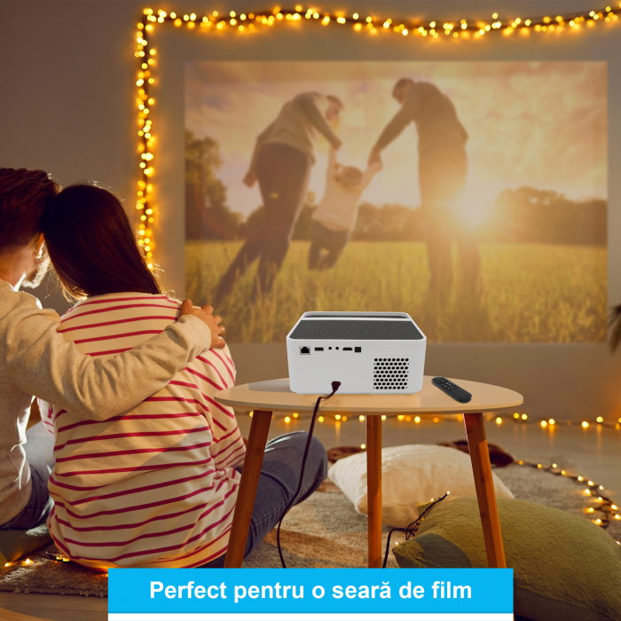 Resigilat Videoproiector ZENKABEAT ZK8320-Ultra, Android WiFi, Bluetooth, 15000 Lumeni, Portabil, Rezolutie 1920 x 1080 Full HD, Support 8K, LED, HDMI, VGA, AV, USB, Audio [6]