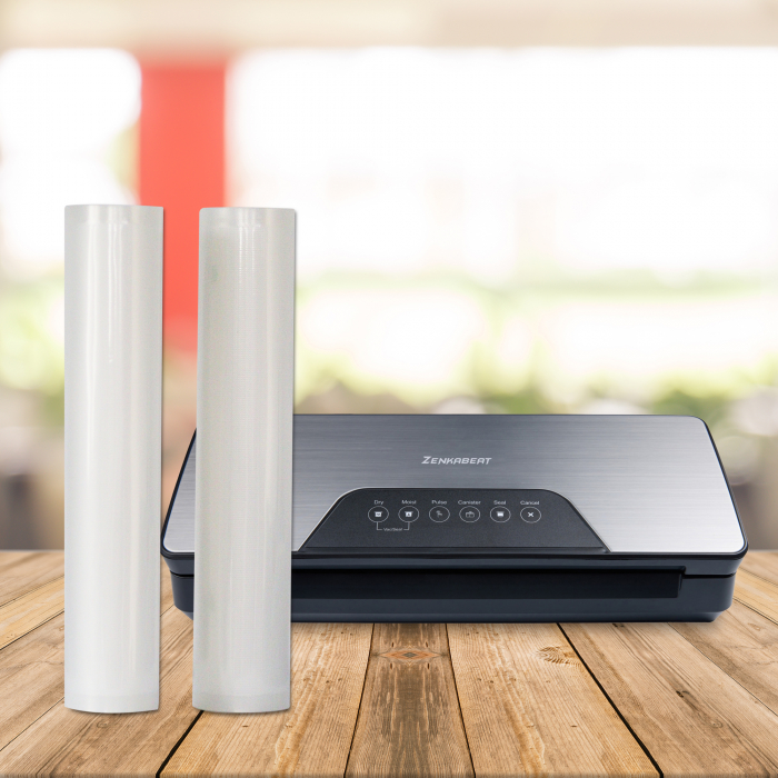 Set 2 role folie profesionala ZKB EasyVac Premium-Q pentru aparate de vidat alimente, universale gofrate, rezistente, fara BPA, compatibilitate universala, 28 x 500, Transparent [2]