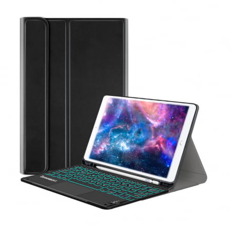 Tastatura Universala Wireless ZENKABEAT cu Touchpad si Husa de Piele pentru iPad Pro 11 2018, 2020 2021 Gen 11”, ,Lumina 7 culori, Suport Pencil [1]