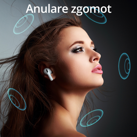 Casti wireless Bluetooth Zenkabeat, Soundcore Pro Pods, Touch control, Anulare zgomot ambiental, locatie Gps, incarcare wireless, Albe [6]