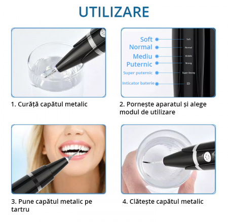 Dispozitiv pentru eliminare tartru, ZENKABEAT Smart Sonic Pro, 5 moduri de lucru, Ultrasonic, Negru [7]