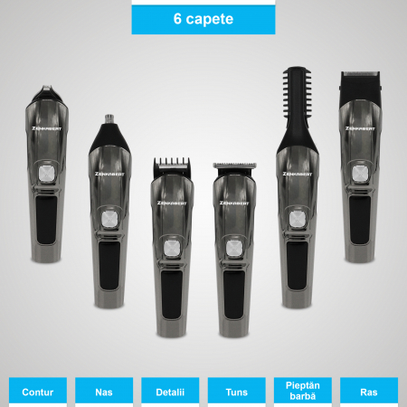 Aparat de tuns si ras profesional Zenkabeat MK-S900 Premier, Multifunctional All-in-One 11in1, pentru par, barba, nas, inghinal si corp, 8800 rpm, Tehnologie Sharp-Cut, 2 Trepte de viteza [2]
