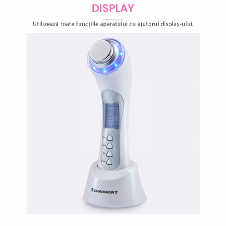 Aparat profesional pentru Tratament curatare faciala completa, Zenkabeat 10T-Plus, Dispozitiv masaj facial, Anti rid, anti imbatranire, Functie tratare acnee si cosuri, Ioni Negativi-pozitivi [3]