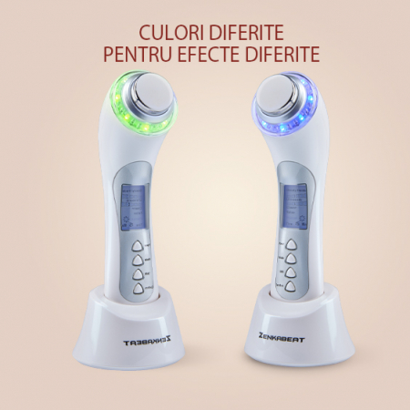 Aparat profesional pentru Tratament curatare faciala completa, Zenkabeat 10T-Plus, Dispozitiv masaj facial, Anti rid, anti imbatranire, Functie tratare acnee si cosuri, Ioni Negativi-pozitivi [5]