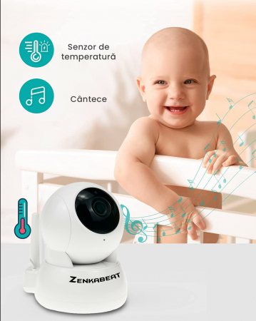 Baby Monitor Zenkabeat Viewpro XT, Full HD, Camera supraveghere Bebelusi, Display 5”, Push to talk,Night Vision, Alarma, Temperatura, Cantece Leagan [3]