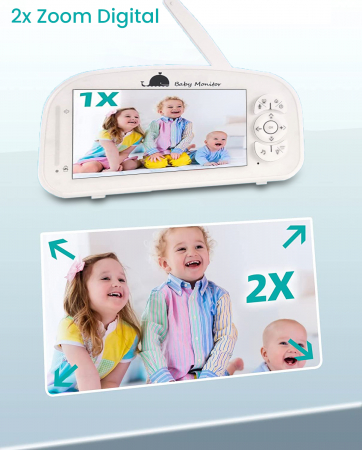 Baby Monitor Zenkabeat Viewpro XT, Full HD, Camera supraveghere Bebelusi, Display 5”, Push to talk,Night Vision, Alarma, Temperatura, Cantece Leagan [2]