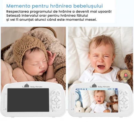 Baby Monitor Zenkabeat Viewpro XT, Full HD, Camera supraveghere Bebelusi, Display 5”, Push to talk,Night Vision, Alarma, Temperatura, Cantece Leagan [7]