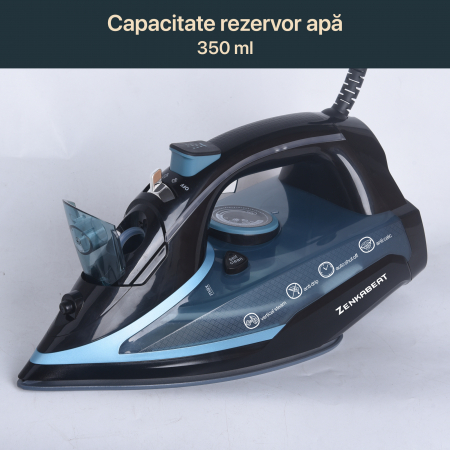 Resigilat Fier de calcat Zenkabeat ST-03 Ultra, 3000W, Rezervor 350ml, Functie auto curatare, Auto oprire, Talpa Ceramica Auto-Clean, Sistem Anticalcar, debit de abur continuu de 55g/min si jet de abu [1]