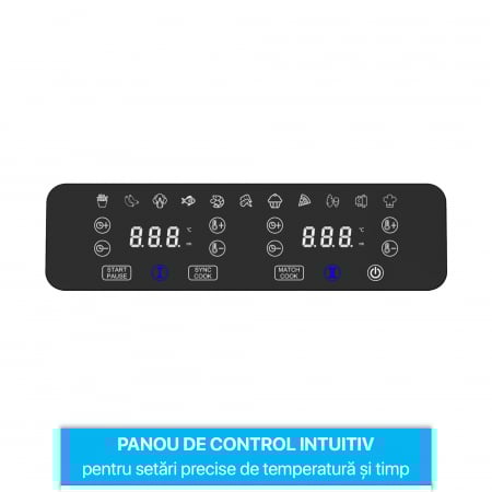 Friteuza cu aer Zenkabeat V2 Ultimate Dual-Pot Airfryer, 2400W, capacitate 9L, 11 programe presetate, Tehnologie Deep-Fry, temperatura ajustabila 80-200°C, timer 0-60 minute, poturi detasabile, displa [5]