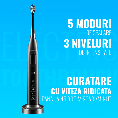 Periuta de dinti sonica electrica Zenkabeat TB-1001, 45000 pulsatii/min, 5 moduri de curatare, 3 niveluri de intensitate, senzor presiune si smart timer, IPX8, toc transport, incarcare wireless,8 cape [7]